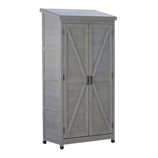 Outdoor Storage Shed With Vertical Tool Cabinet For Backyard