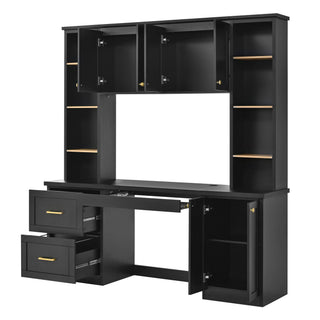 Computer Desk With Hutch, Workstation With Desk Grommet & Keyboard Tray
