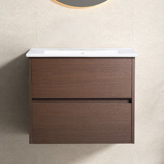 Bathroom Vanity With Basin Wall Hang Storage - Brown / Brown / White