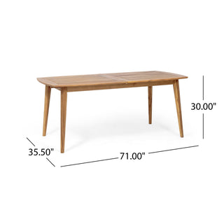 Placidity - Outdoor Expandable Dining Table With Slatted Tabletop And Tapered Legs