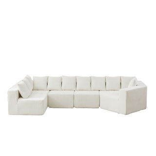 L - Shaped Modular Sofa With Deep Seat And 11 Pillows
