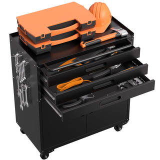 Rolling Tool Cabinet Heavy Duty Garage Storage With Lockable Doors & Drawers
