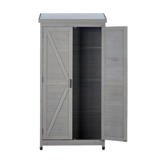 Outdoor Storage Shed With Vertical Tool Cabinet For Backyard