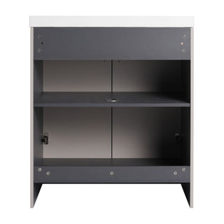Contemporary Freestanding Bathroom Vanity With Resin Sink & Soft-Close Cabinet Doors