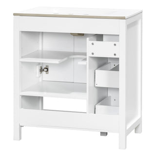 Bathroom Vanity With Sink Top, Bathroom Vanity Cabinet With 2 Doors And 2 Drawers, Open Shelf