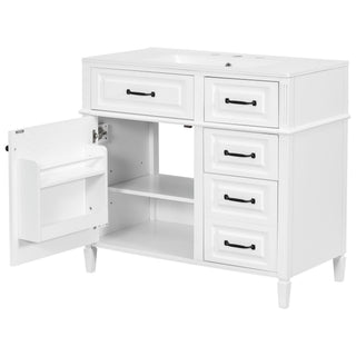 Modern Bathroom Vanity With Sink Top, Flip Drawer Design