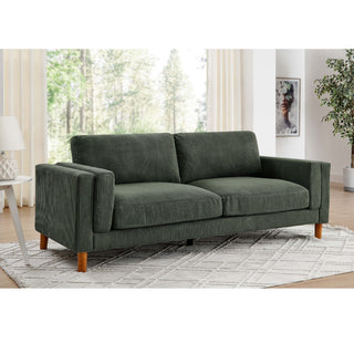 Upholstered Square Arm Sofa - Dark Green