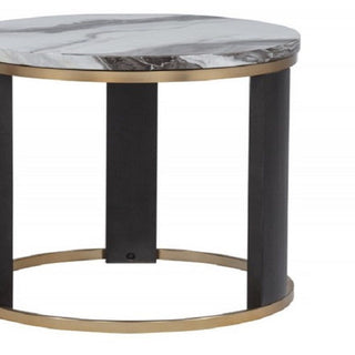 Round End Table For Living Room - Gold / Brown