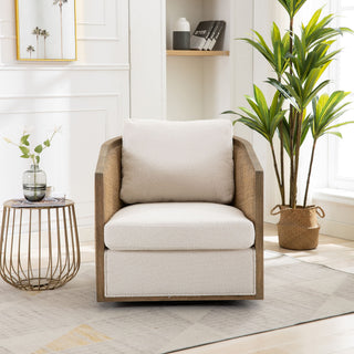 Barrel, Comfy Round Accent Sofa Chair With 360 Degree Swivel, Leisure Arm