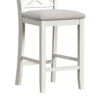 Brooks - 5 Piece Counter Set With Table And 4 Upholstery Seat & Wood Back Chairs - Medium Brown & White