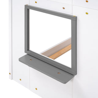 Bunk Bed Wood Bed & Roof, Window, Guardrail, Ladder