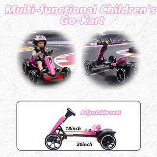 Electric Kids Pedal Go Kart With Adjustable Seat, Foldable Design