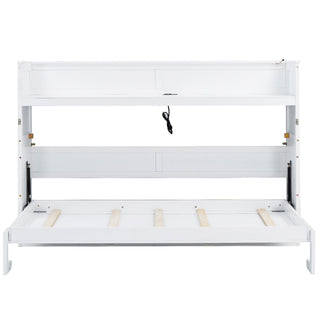 Murphy Bed With Desk, LED Light And USB Charging Station