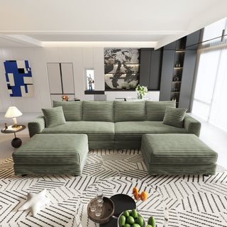 Convertible Deep Seat Sofa With Soft Pillows And Ottomans