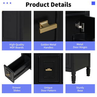 Modern Bathroom Vanity With Sink, Flip Drawer, 2 Drawers, Adjustable Shelf