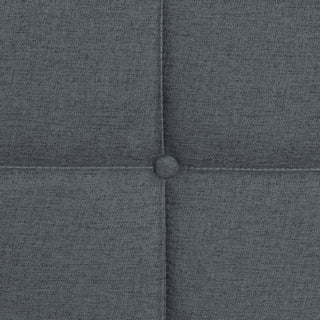 Queen Size Upholstered Platform Bed Frame With Button Tufted Linen Fabric Headboard - Dark Gray