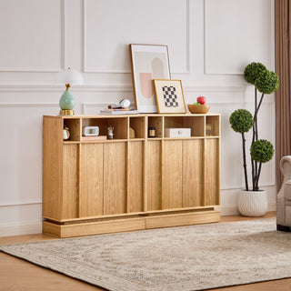 Fluted Sideboard Buffet Cabinet With 2 Doors And Adjustable Shelf, Storage Cabinet For Entryway