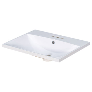Bathroom Vanity Top, Rectangular Undermount Sink With 3 Faucet Holes, 4" Centerset Compatible - White