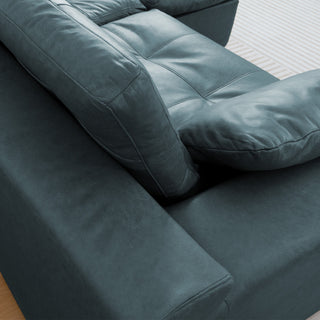 L - Shaped Modular 2 Seater Sofa With Movable Ottoman And High Density Sponge Cushions For Living Room