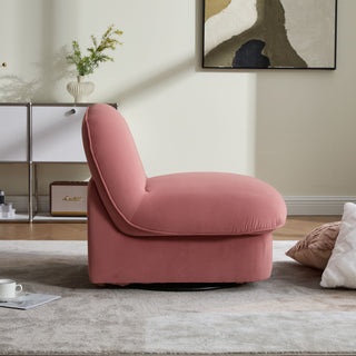 Pumpkin Shaped Swivel Accent Chair, 360 Degree Rotation For Living Room