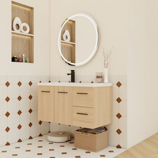 Wall Mounted Floating Bathroom Vanity With Sink, Door & Drawers Modular Cabinet