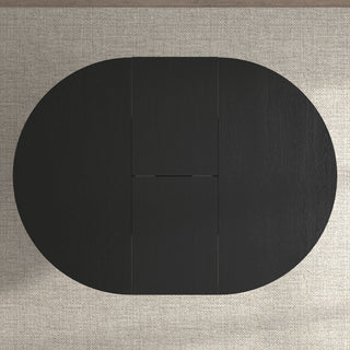 Dining Table For Farmhouse Kitchen Expandable Oval Table Top With Removable Leaf Trestle X Shaped Base - Black