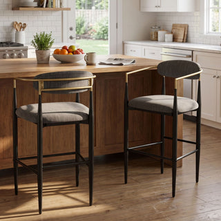 Upholstered Bar Stools (Set of 2) - Charcoal