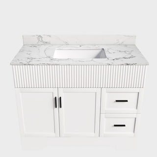 Bathroom Vanity Set, Fluted Cabinet, Soft Close Doors & Drawers, Sink Included - White