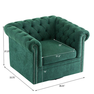 Chesterfield Style Swivel Club Chair With Button Tufted