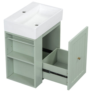 Modern Bathroom Vanity With Sink, Storage Cabinet, Drawer & Side Shelf