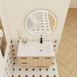 Wall Mounted Floating Bathroom Vanity With Sink, Door & Drawers Modular Cabinet