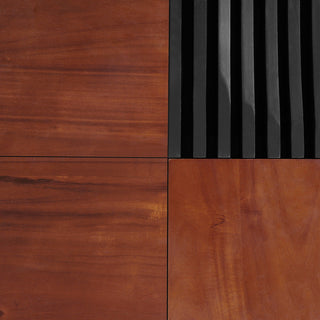 Italian Retro Inspired Acacia Wood Storage Coffee Table - Brown / Black