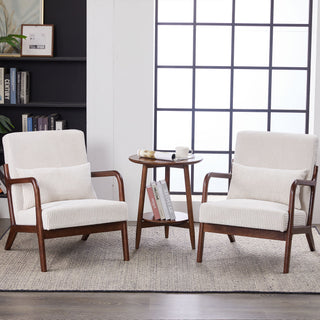 Accent Chair With Pillow And Wood Frame