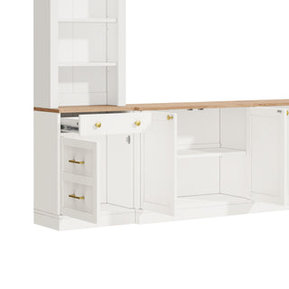 Arched Entertainment Center Wall Unit With Bookshelf, Retro Large TV Stand