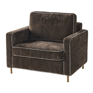 Accent Chair Upholstered Single Sofa With Square Arms, Sewn Pillow Back For Living Room