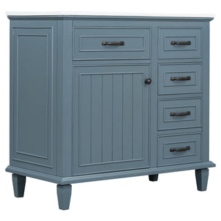 Modern Bathroom Vanity With Sink Top, Flip Drawers, Adjustable Shelf