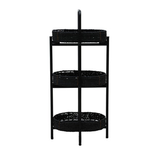Modern 3 Tier Handwoven Side Table With Oval Organizer