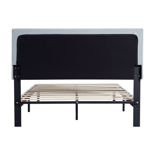 Modern Upholstered Platform Bed Frame With Button Tufted Fabric Headboard