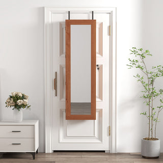 Jewelry Armoire Organizer With Full Length Mirror, Wall Mounted Lockable Cabinet With LED Light