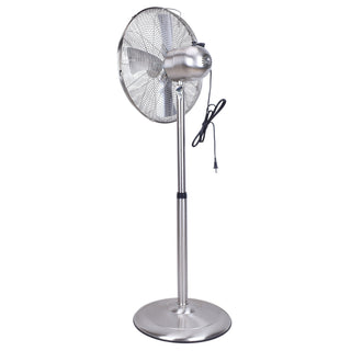 Stand Fan, 4 Blades, Rotary Knob Switch, Oscillation Function, Tilting Angle - Chrome