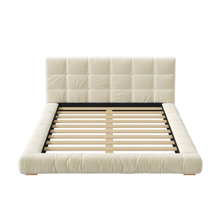 Upholstered Platform Bed Frame With Tufted Headboard