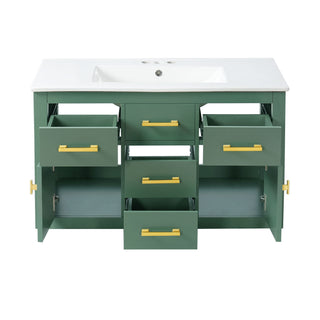 Wall Mounted Bathroom Cabinet With Sink, Multiple Drawers And Doors - Green