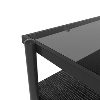 Rectangle Coffee Table With Tempered Glass Top And Legs, Modern Table For Living Room