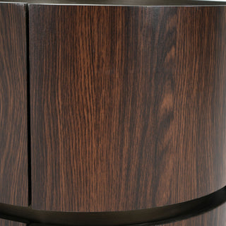 Elegant Italian High Grade Double Layer Storage Round Side Table - Brown / Black
