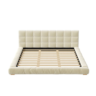 Upholstered Platform Bed Frame With Tufted Headboard