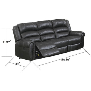 Power Reclining Sofa With Built In USB Port - Black