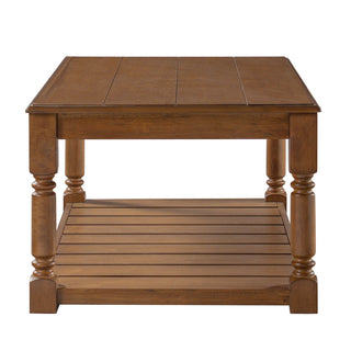 Coffee Table With Slatted Lower Shelf For Living Room