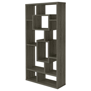 10 Shelf Open Back Bookcase With Interlocking Shelves - Gray
