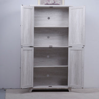 Modern Sideboard Buffet With 4 Mirrored Doors, Adjustable Shelves
