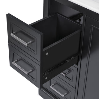 Bathroom Vanity With Sink, Soft Close Doors, Adjustable Shelf & 3 Drawers
